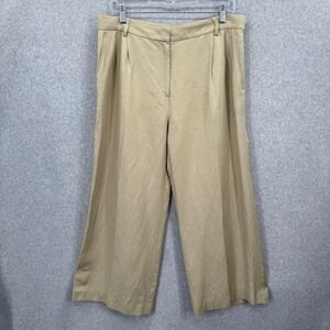 ASPESI Women's‎ Cropped Wide Leg Linen Silk Blend Pleated Trousers Size 8 (44)